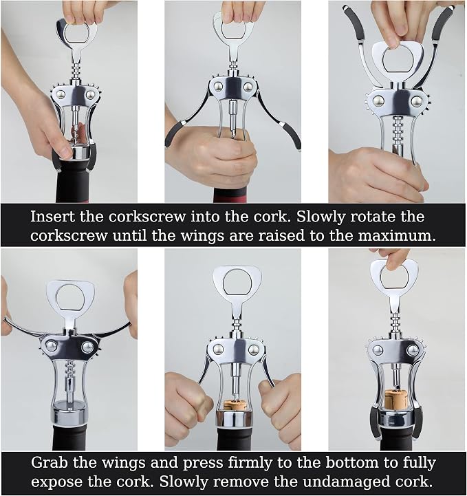 KORCCI Wine Opener, Heavy-Duty Zinc Alloy Wing Corkscrew, Premium Beer Bottle - Image 9
