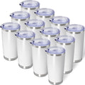 AIANJI 20oz Tumbler Bulk Stainless Steel Tumblers with Lid Vacuum Insulated Double Wall Travel Coffee Mug Powder Coated Tumbler Cup for Hot and Cold Drinks(White, 12 pack) by AIANJI