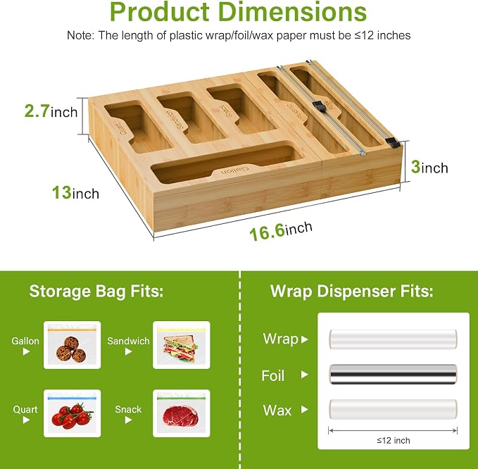 KOCWELL Bamboo Bag Storage Organizer - Image 3