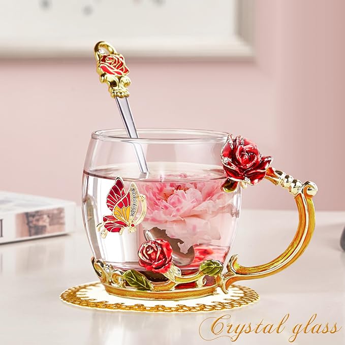 OEAGO Gifts for Mom Women Mothers Day Valentines Day Gifts Glass Coffee Enamels - Image 4