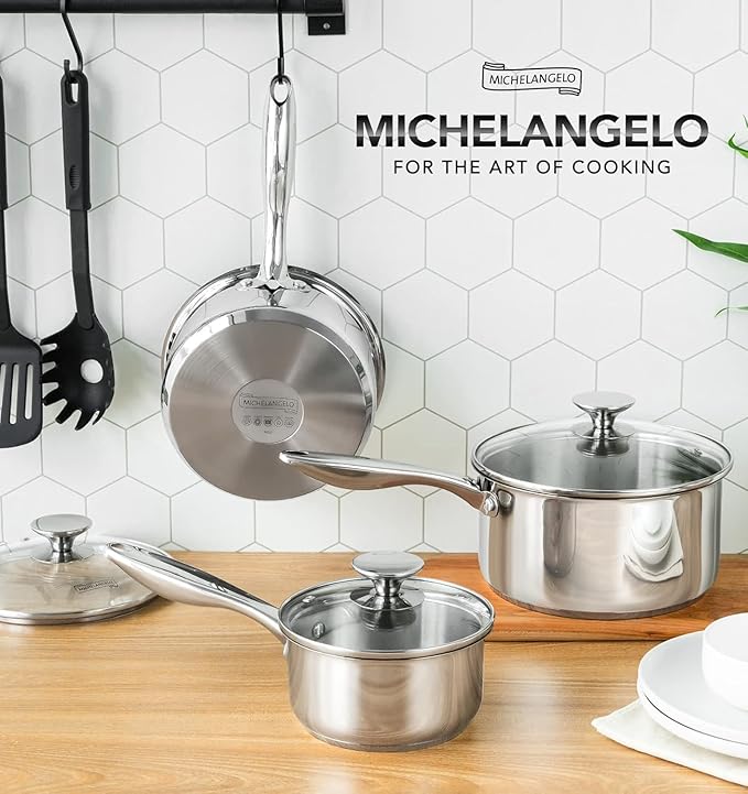 MICHELANGELO Triply Stainless Steel Saucepan Set - Image 7