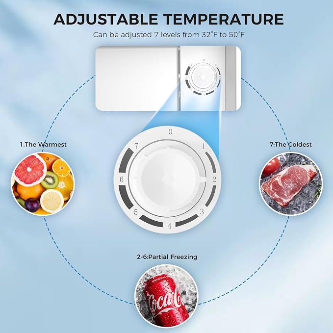 Antarctic Star 1.6 Cu. Ft Mini Fridge with Freezer,Small Compact Refrigerator with Single Reversible Door, Removable Shelves, 7 Adjustable Thermostat, for Dorm/Bedroom/Office,Steel - Image 5