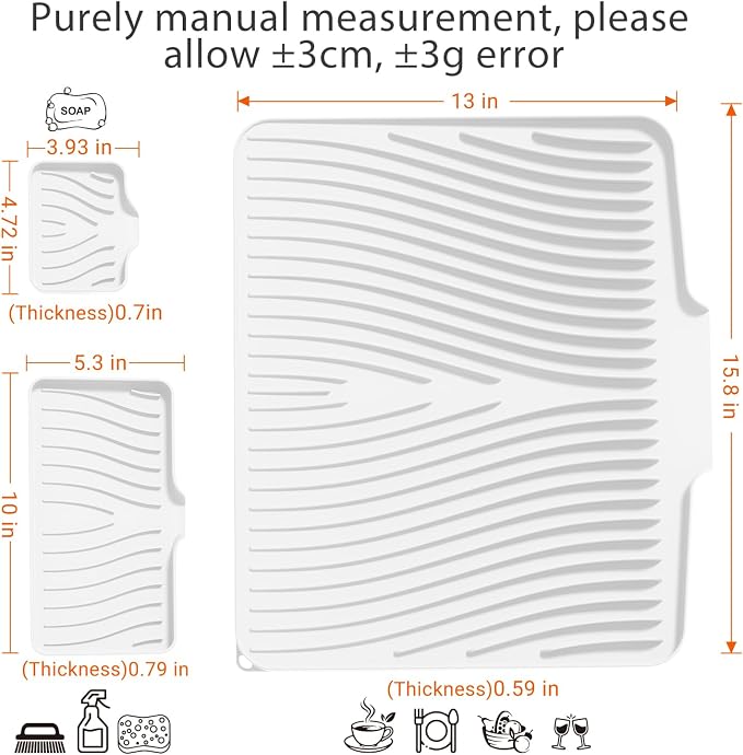 Silicone Dish Drying Mat for Kitchen Counter, Dish Drying Pad, Non-Slip Drain - Image 2