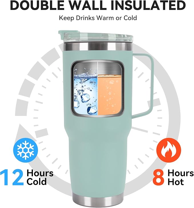 HASLE OUTFITTERS 30oz Tumbler Bulk with Handle, Insulated Travel Coffee Mug Set with Handle Leak-Proof Double Wall Stainless Steel Vacuum Tumblers Pack Metal Cup for Hot and Cold Drink - Image 7