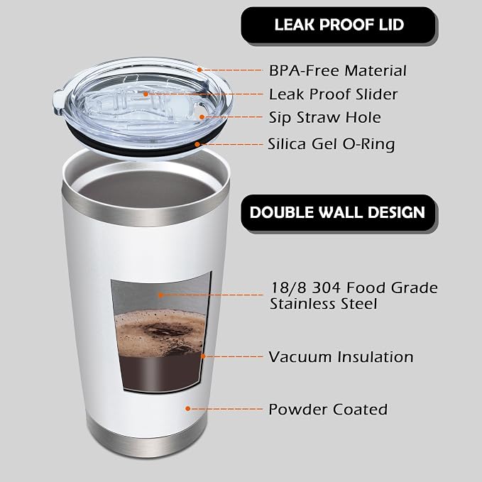AIANJI 20oz Tumbler Bulk Stainless Steel Tumblers with Lid Vacuum Insulated Double Wall Travel Coffee Mug Powder Coated Tumbler Cup for Hot and Cold Drinks(White, 12 pack) - Image 3