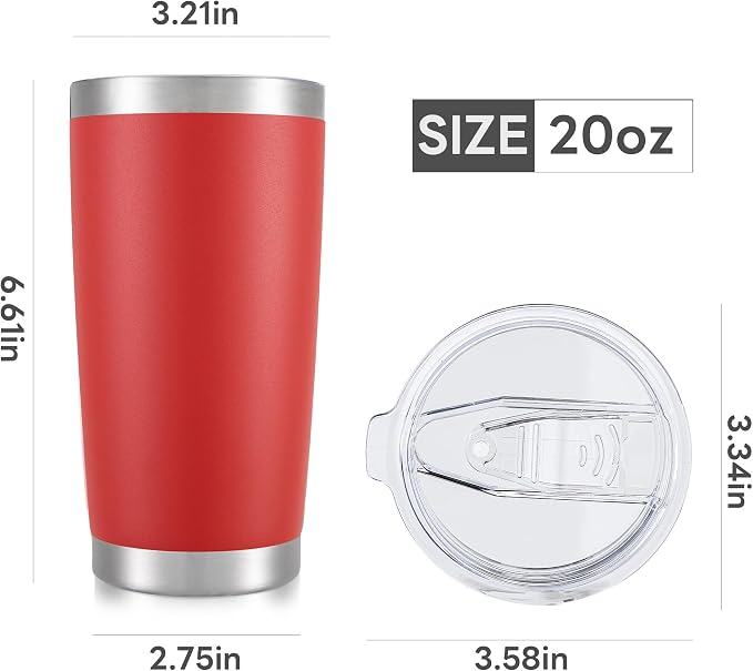 20 oz Tumbler with Lid Stainless Steel Insulated Tumblers Bulk Double Wall Vacuum Cups Powder Coated Travel Mug Keep Drinks Cold and Hot, Wine Red, 4 Pack - Image 7