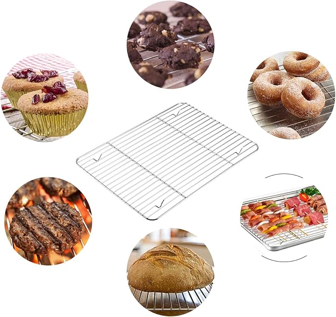 TeamFar Baking Pan with Rack Set of 4, 12.5’’ x 9.5’’ Stainless Steel Toaster - Image 5