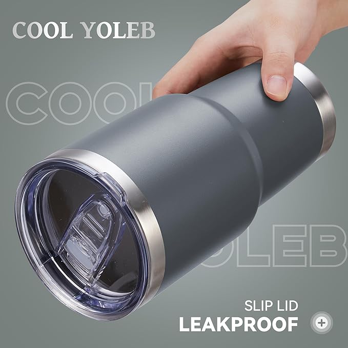 30 oz Tumbler with Lid Stainless Steel Tumblers Bulk Vacuum Insulated Cup Reusable Powder Coated Travel Mug Double Wall Leak Proof Cups Keep Cold Drinks for 12 Hours Gray, Set of 8 - Image 2