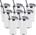 DOMICARE 30oz Tumbler Bulk with Lid and Straw, Double Wall Travel Coffee Mug, Insulated Vacuum Stainless Steel Tumblers, Powder Coated Tumbler Cup (White, 8) by VisittheDOMICARE
