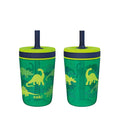 Zak Designs Kelso 15 oz Tumbler Set, (Dino Camo) Leak-Proof Screw-On Lid with Straw Made of Durable Plastic and Silicone, Perfect Cup Bundle for Kids (2pc Set) by ZakDesigns