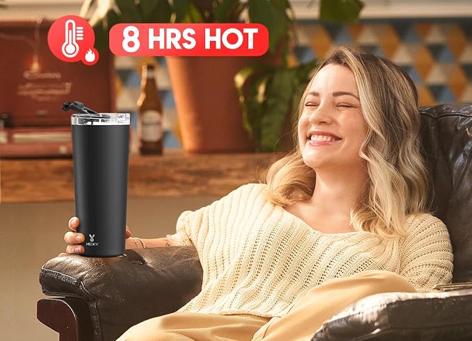 Meoky 24 oz Travel Coffee Mug with Leak-proof Lid, Stainless Steel Insulated Coffee Tumbler, Keeps Hot for 8 Hours or Cold for 24 Hours, Fits in Car Cup Holder (Night) - Image 2