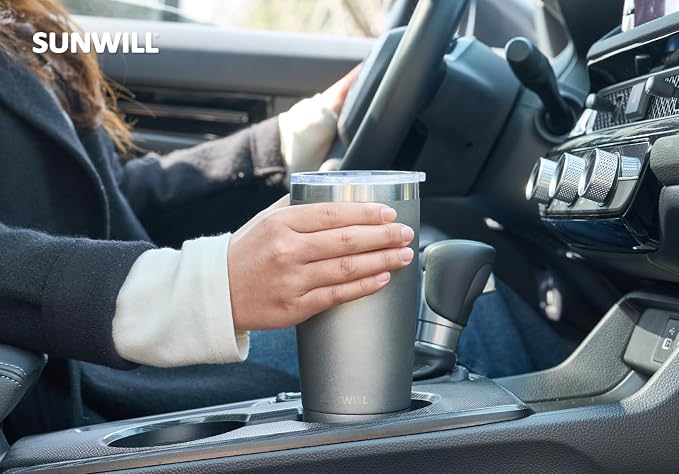 SUNWILL Travel Coffee Tumbler 20 oz, Insulated Mug with Lid, Stainless Steel Cup for Hot and Cold Drinks, Cool Grey - Image 6