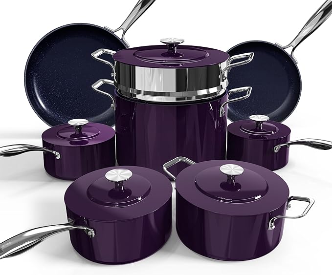 Nuwave Lux 13pc Forged Lightweight Cookware Set PFAS Free, Healthy G10 Duralon by NuWave