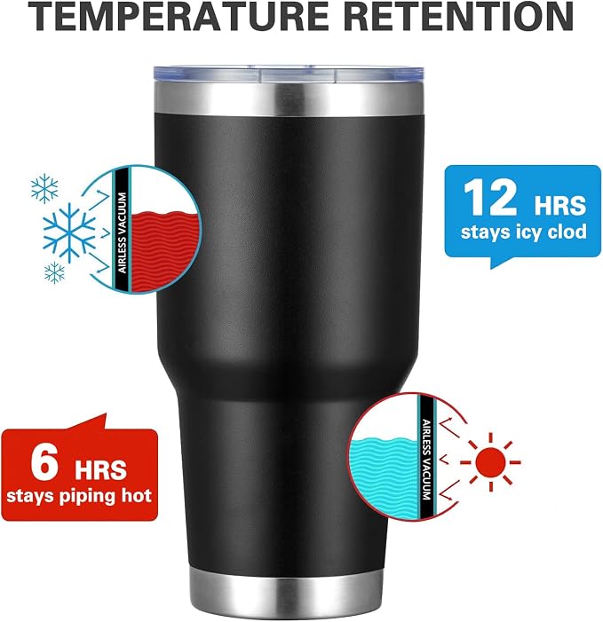 MEWAY 30oz Tumbler Double Wall Vacuum Insulated Travel Mug, Stainless Steel Tumbler with Lid, Durable Powder Coated Insulated Coffee Cup for Cold & Hot Drinks (Black,1 PACK) - Image 2