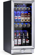 COSTWAY 15 Inch Beverage Cooler Refrigerator - 3.5 Cu.ft Mini Fridge with Glass Door, Lock and Removable Shelves for Soda Beer Wine, Freestanding Small Drink Refrigerator for Home Office Bar by COSTWAY
