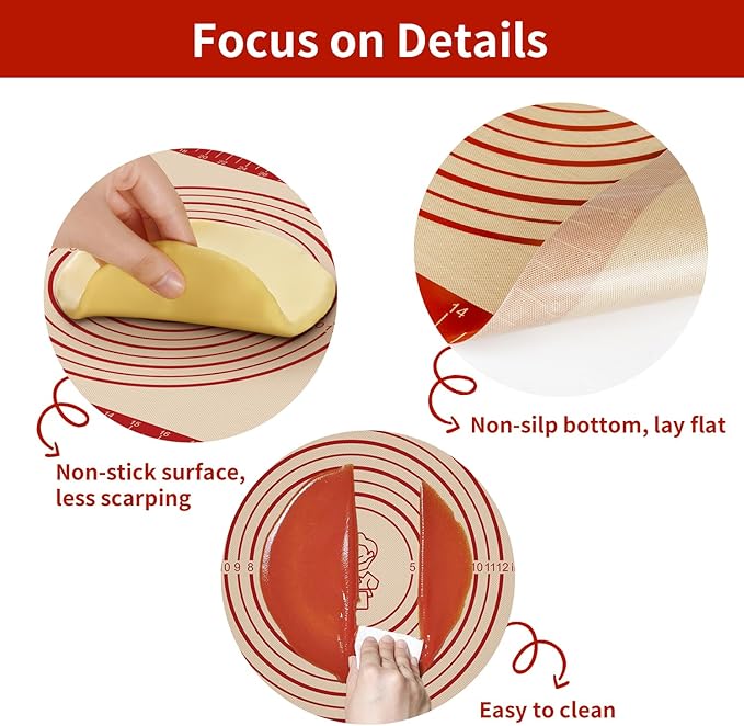 Silicone Baking Mat, Reusable Silicone Dough Mat, Non-Stick Pastry Mat - Image 4