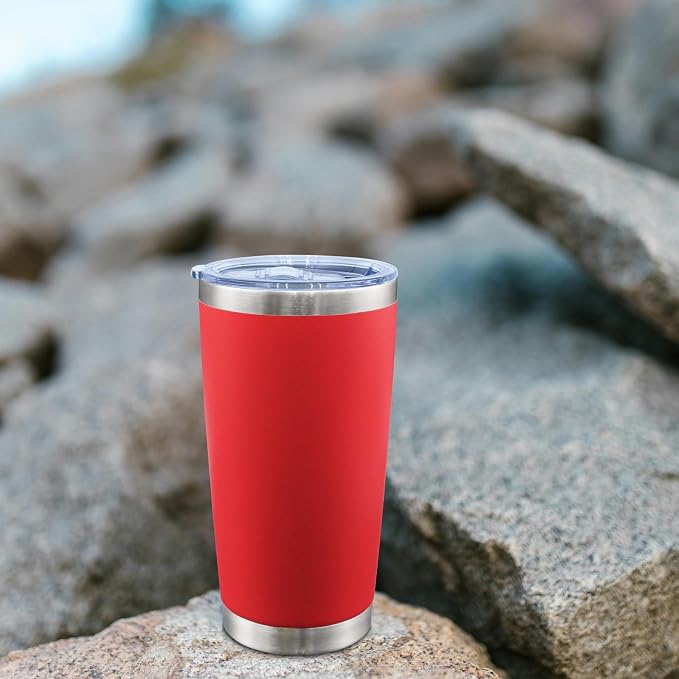 AIANJI 20oz Tumbler Bulk Stainless Steel Tumblers with Lid Vacuum Insulated Double Wall Travel Coffee Mug Powder Coated Tumbler Cup for Hot and Cold Drinks(Red, 1 pack) - Image 2