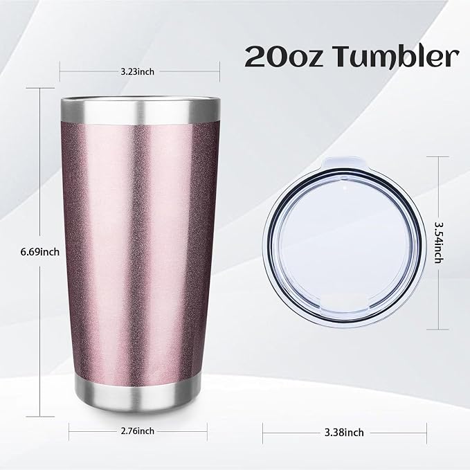 StarSpeed 20oz Tumbler Bulk with Lid, Stainless Steel Insulated Tumblers Double Wall Vacuum Insulated Travel Mug, Powder Coated Coffee Cups for Hot and Cold Drinks(Rose Gold,6) - Image 2