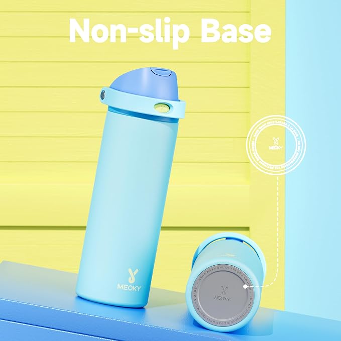 24 oz Insulated Water Bottle for Men: Meoky Stainless Steel Water Bottle with 2-in-1 Straw and Spout Lid - Leak Proof, Cold for 24 Hours, Fits in Car Cup Holder, BPA-Free for Sports Travel, Azure - Image 8