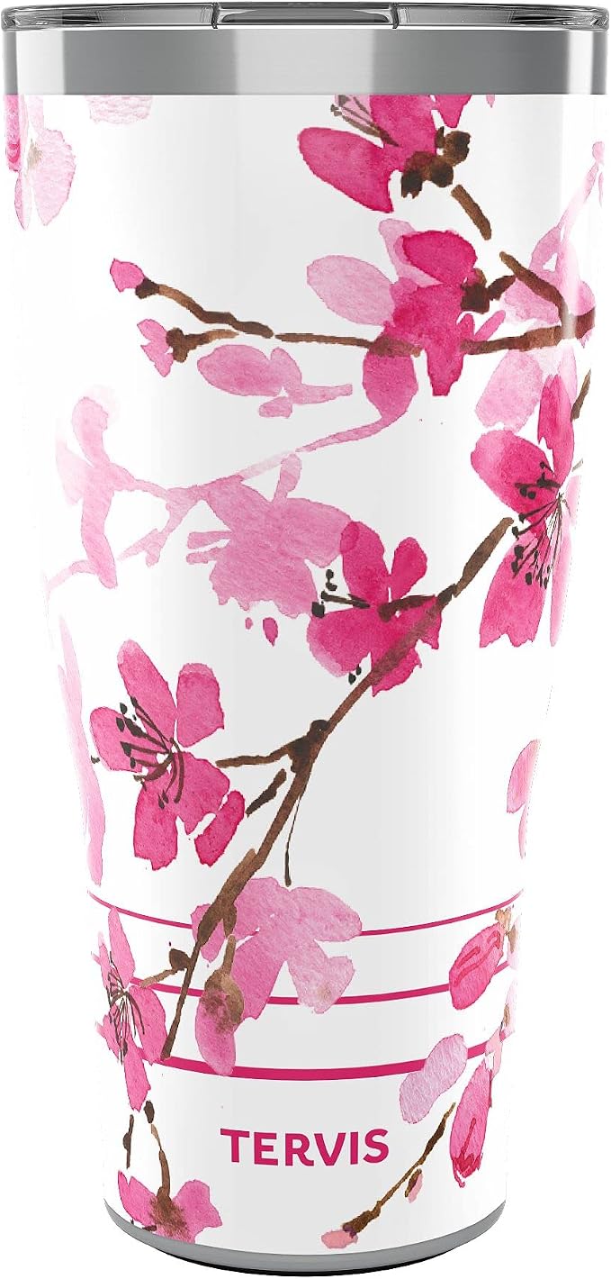 Tervis Traveler Sakura Japanese Cherry Blossom Triple Insulated Tumbler Travel Cup Keeps Drinks Cold & Hot, 30oz, Stainless Steel by TervisTumblerCompany