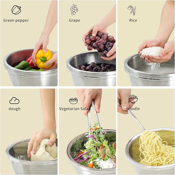 304 Stainless Steel Microporous Colander, 4.5QT Large Capacity - Image 4