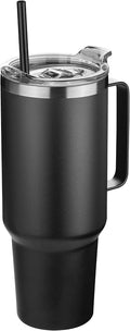 HASLE OUTFITTERS 40 oz Stainless Steel Tumbler with Handle, Vacuum Insulated Tumblers Bulk, Reusable Double Wall Travel Coffee Mug, Durable Powder Coated Water Bottle(Black, 1) by HASLEOUTFITTERS