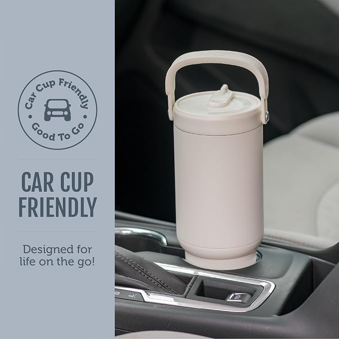 Ello Oasis Go+ 26oz Tumbler with Top Handle and Retracting Straw | Reusable Insulated Stainless Steel Cup, 100% Leakproof Water Bottle, 24 Hours Cold, Cup Holder Friendly For Travel | Horizon - Image 4