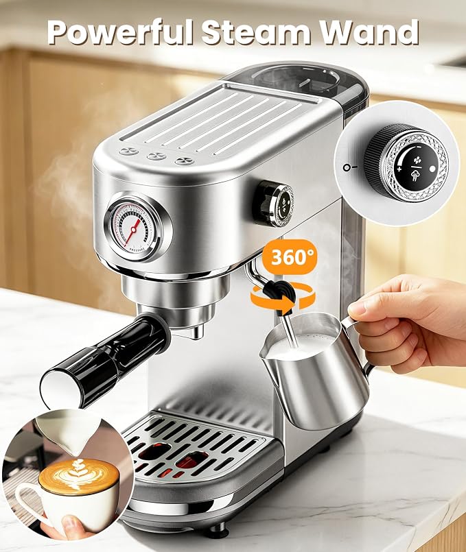 atatix Espresso Machine with Milk Frother, 20 Bar Pressure Espresso Maker - Image 6