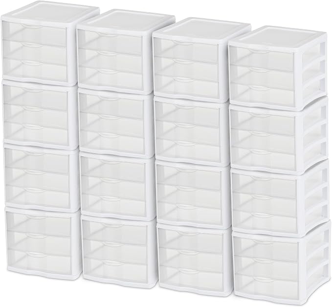 Sterilite ClearView Compact Stacking 3 Drawer Storage Organizer System by Sterilite