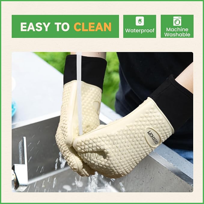 GEEKHOM BBQ Gloves Heat Resistant Oven Mitts - Image 4