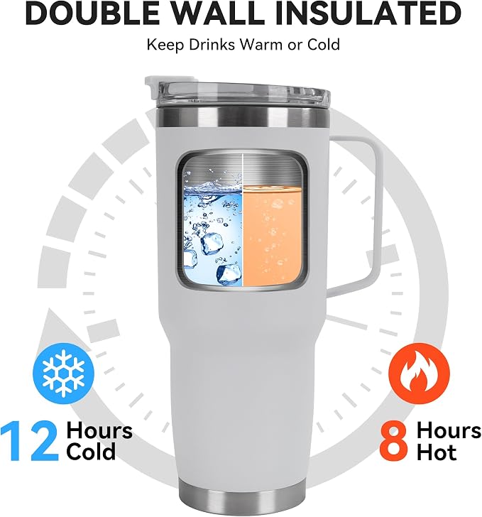 HASLE OUTFITTERS 30oz Tumbler Bulk with Handle, Insulated Travel Coffee Mug Set with Handle Leak-Proof Double Wall Stainless Steel Vacuum Tumblers Pack Metal Cup for Hot and Cold Drink - Image 7