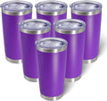 AIANJI 20oz Tumbler Bulk Stainless Steel Tumblers with Lid Vacuum Insulated Double Wall Travel Coffee Mug Powder Coated Tumbler Cup for Hot and Cold Drinks(Purple, 6 pack) by AIANJI