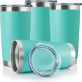 DOMICARE 20oz Stainless Steel Tumbler Bulk with Lid, Double Wall Vacuum Insulated Travel Mug, Powder Coated Coffee Cup, Light Blue, 4 Pack by VisittheDOMICARE
