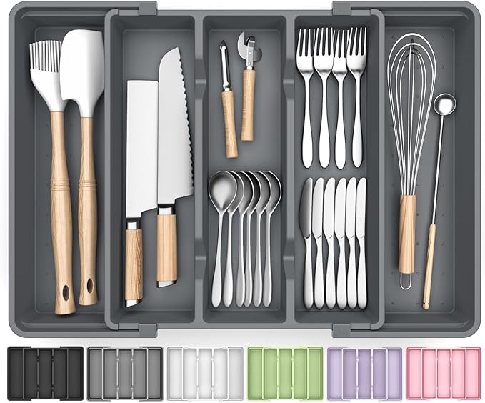 Silverware Organizer, Expandable Utensil Drawer Organizer by Unknown