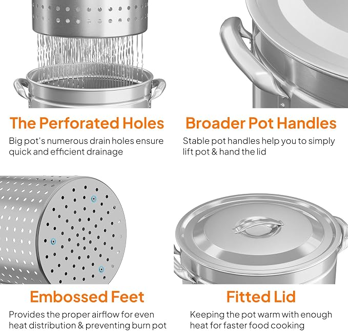 ROVSUN 44-Quart Stainless Steel Turkey Fryer & Seafood Boil Pot - Image 3