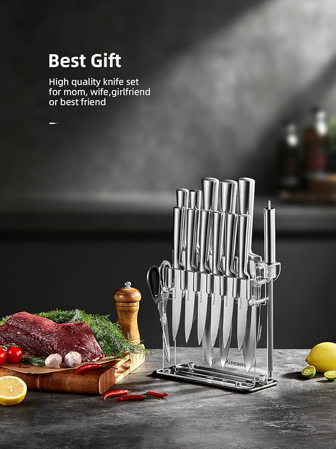 Knife Set, include Steak Knives, Sharpener and Scissors, Ergonomical Design by - Image 7