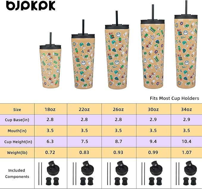 BJPKPK 26oz Tumbler With lid And Straw Stainless Steel Travel Coffee Mug Insulated Tumblers Cups,Spring Party Brown - Image 4