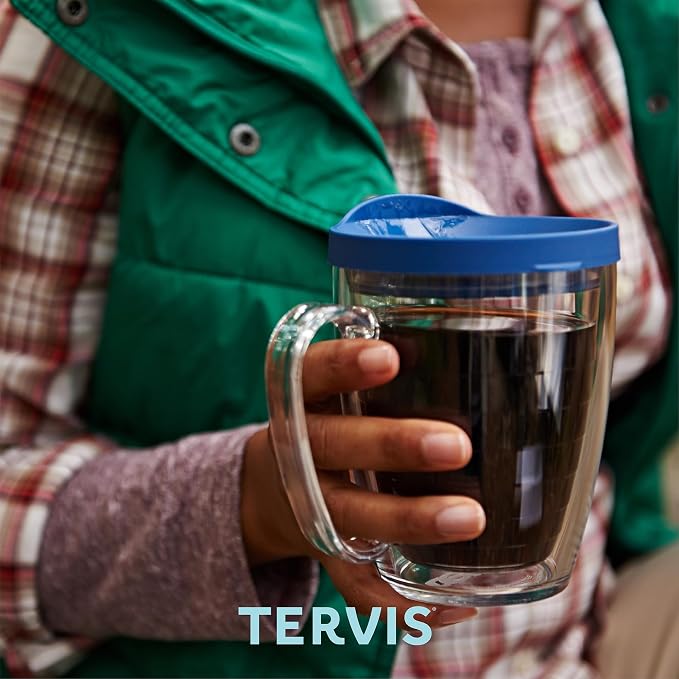 Tervis Clear & Colorful Lidded Made in USA Double Walled Insulated Tumbler Travel Cup Keeps Drinks Cold & Hot, 16oz Mug, Turquoise Lid - Image 7