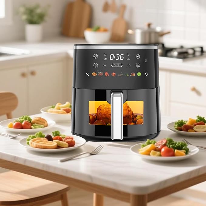 Digital Air Fryer with Window, 6 Qt, 1550W, 8 Presets, Timer and Temperature Control - Image 2