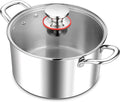 E-far 5 Quart Stock Pot with Lid, 18/10 Tri-ply Stainless Steel Stockpot by E-far