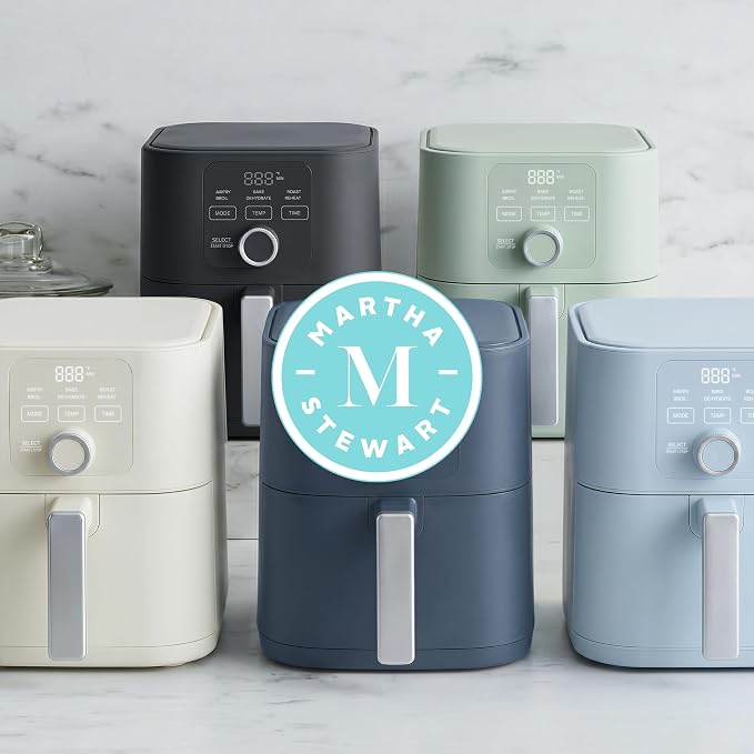 Martha Stewart 6-Quart Air Fryer, 6 Presets, Space Saving, Sky Blue - Image 14