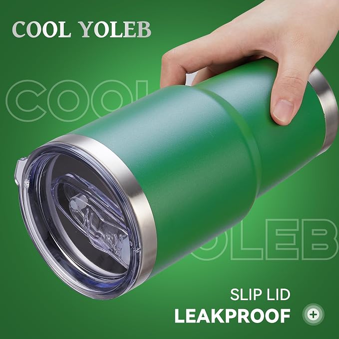 30 oz Tumbler with Lid Stainless Steel Tumblers Bulk Vacuum Insulated Cup Reusable Powder Coated Travel Mug Double Wall Leak Proof Cups Keep Cold Drinks for 12 Hours Dark Green, Set of 4 - Image 2
