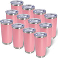AIANJI 20oz Tumbler Bulk Stainless Steel Tumblers with Lid Vacuum Insulated Double Wall Travel Coffee Mug Powder Coated Tumbler Cup for Hot and Cold Drinks(Pink, 12 pack) by AIANJI