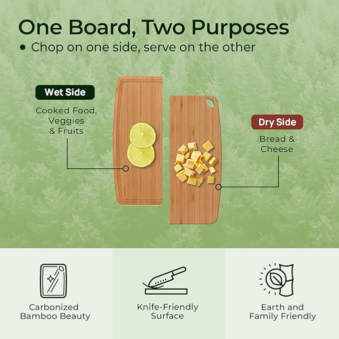 Keechee Dishwasher Safe Carbonized Bamboo Wood Cutting Boards - Image 4