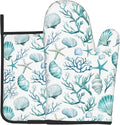 Nautical Oven Mitts and Pot Holders Sets Coastal Kitchen Mitts Potholders 2PCS by DZGlobal