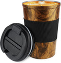 CS COSDDI 12 oz Stainless Steel Vacuum Insulated Tumbler - Coffee Travel Mug Spill Proof with Lid - coffee Cup for Keep Hot/Ice Coffee,Tea and Beer (D-wood grain) by CSCOSSDI