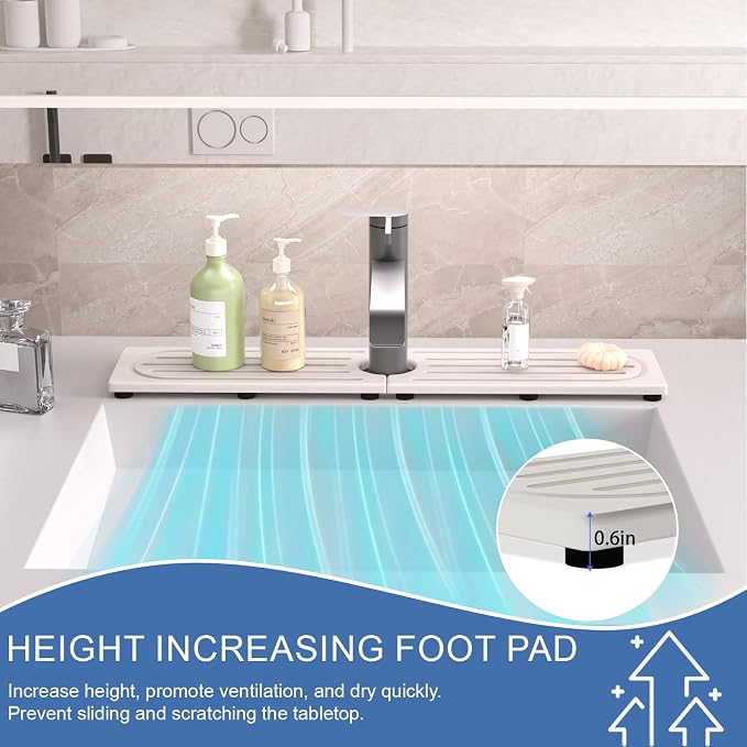 Lyxel Kitchen Faucet Mat, Quick Drying Diatomite Sink Faucet Mat Splash Guard - Image 9