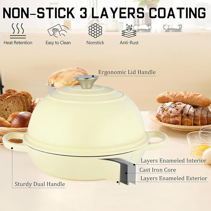 Enameled Cast Iron Bread Oven, Dutch Oven Pot - Image 3