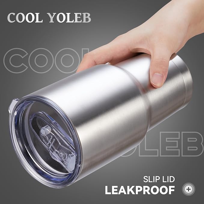 30 oz Tumbler with Lid Stainless Steel Tumblers Vacuum Insulated Cup Reusable Powder Coated Travel Mug Double Wall Leak Proof Portable Cups Keep Cold Drinks for 12 Hours, Stainless, 1 Pack - Image 2