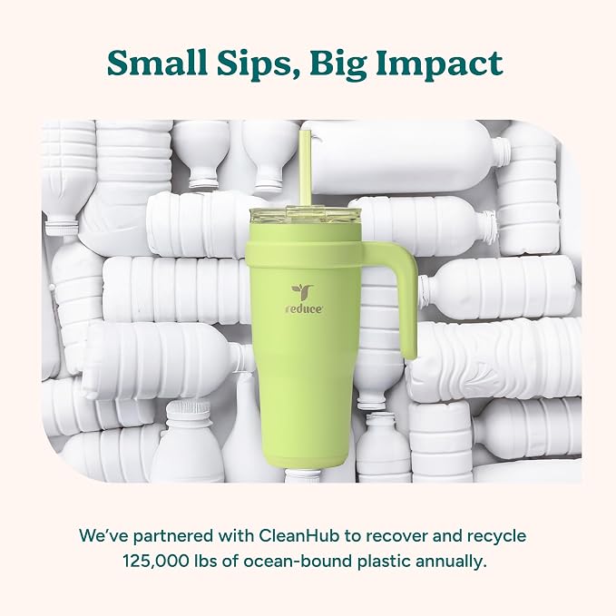 REDUCE 24 oz Stainless Steel Tumbler with Handle - Dual-Wall Vacuum Insulated Travel Mug, Sweat-Proof Lid & Reusable Straw - Keeps Drinks Cold for 24 Hrs, Fits Cupholders, Dishwasher Safe - Sangria - Image 8